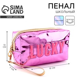 Пенал школьный, искусственная кожа, Lucky, 18×10×7 см