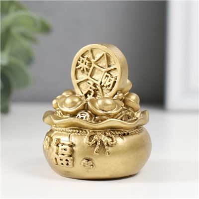 Нэцкэ фигурка полистоун под бронзу «Мешки со слитками золото - На богатство», набор 2 шт., 4.4×4.4×5 см