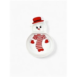 Менажница новогодняя керамическая «Снеговичок», 14×20×3 см