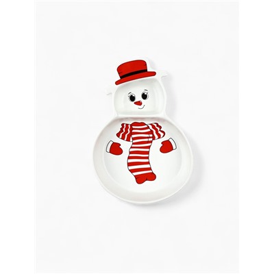 Менажница новогодняя керамическая «Снеговичок», 14×20×3 см