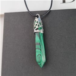 Кулон со шнурком из натурального камня горный Малахит, 1048, арт.218.224