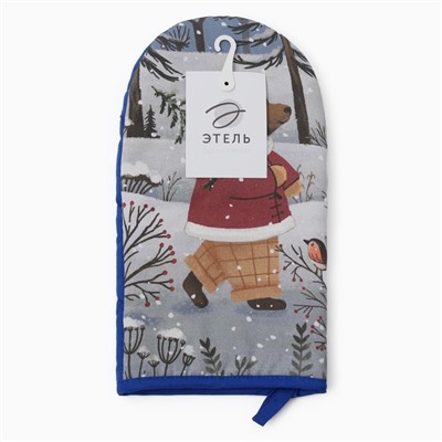 Варежка-прихватка «Этель» Forest bear 15×28 см, саржа, 100% хлопок, ватин 250 г/м²