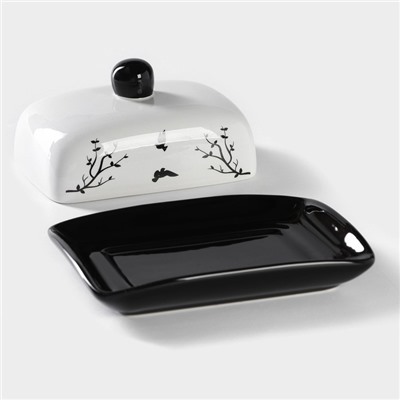 Маслёнка Доляна «Весенний вечер», 17×12.5×8.5 см, белая