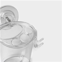 Держатель для зубных щёток и пасты самоклеящийся Доляна Elemental, 12.5×11.5×11 см, прозрачный