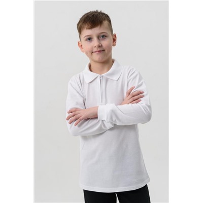 Поло Молния лакост длинный рукав подростковое (Теплый белый)