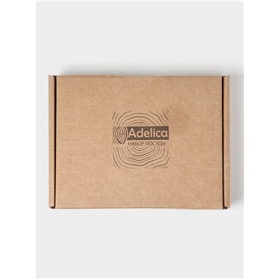 Подарочный набор деревянной посуды Adelica «Волшебство», менажницы: ёлка 24×18.5×1.8 см, звезда 15×15×1.8 см, масло 100 мл, в подарочной коробке