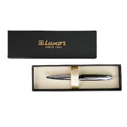 Ручка автоматическая шариковая металлическая  "Avenue" 0.7мм синяя,черный/хром, футляр карт. 210502 Luxor