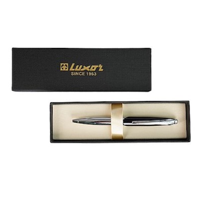 Ручка автоматическая шариковая металлическая  "Avenue" 0.7мм синяя,черный/хром, футляр карт. 210502 Luxor