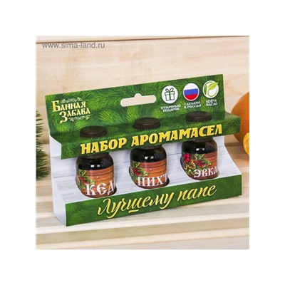 Новогодний набор эфирных масел «Лучшему папе. С Новым годом», пихта, эвкалипт и кедр, 3 шт. по 15 мл