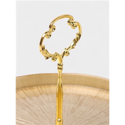 Этажерка для фруктов и десертов «Кувшинка», 2 яруса, d=21/28 см, стекло, золотая