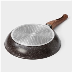 Сковорода Magistro Granit, d=28 см, кованый алюминий, съёмная ручка soft-touch, антипригарное покрытие, индукция, чёрная