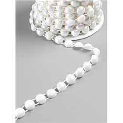 Жемчуг на нитях, с голографией, плоский, 10 мм, 9±1 м, белый