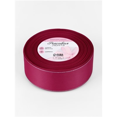 Лента репсовая, с серебряным люрексом, 40 мм, 23±1 м, ярко-розовая №028