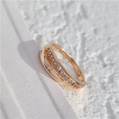 Кольцо 17 р коллекция Дубайское золото, покрытие позолота, вставка: фианиты, цвет: прозрачный, арт.314.751-17