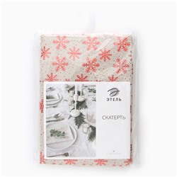 Скатерть новогодняя «Этель. Снежинки», 100×140±5 см, 80% п/э, 20% лён, 120 г/м²