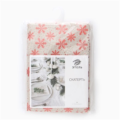 Скатерть новогодняя «Этель. Снежинки», 100×140±5 см, 80% п/э, 20% лён, 120 г/м²