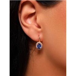 Серьги круглые ювелирная бижутерия коллекция "Дубай" покрытие: позолота, вставка: фианиты, цвет: синий, арт.314.386