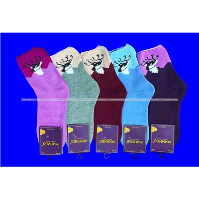 МИНИBS термоноски женские внутри махра Олени со слабой резинкой арт. 1680