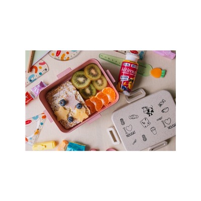 Ланч-бокс для еды с ложкой Доляна «Люблю вкусняшки», 1 л, в школу, 18×14×6.5 см, пшеничная солома, МИКС