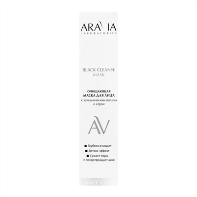 ARAVIA Laboratories Laboratories Очищающая маска для лица с вулканическим пеплом и серой BLACK CLEANSE MASK, 100 мл/15