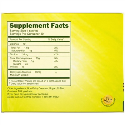 Longreen, Cordyceps Coffee, 4 в 1, кофе с кордицепсом, 10 пакетиков, 182 г (6,4 унции)