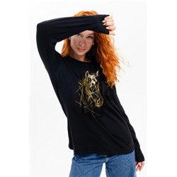 8574 футболка с дл.рукавом унисекс (Черный _нг)