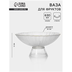 Ваза для фруктов «Фейерверк», 630 мл, 18×9 см, стекло, прозрачная