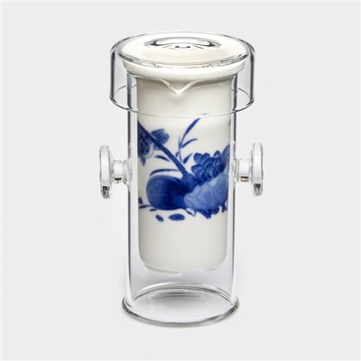 Стеклянная колба для заваривания чая «Горный пейзаж», 200 мл, 7×6×10.7 см, рисунок МИКС