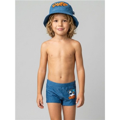 Комплект для мальчиков: плавки-шорты трикотажные, панама текстильная