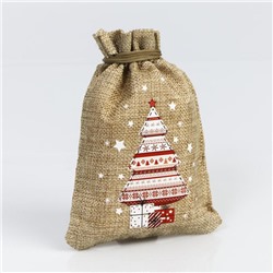Мешочек новогодний подарочный с термонаклейкой «Подарки», 16×24 см ± 1.5 см