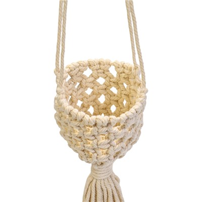 Кашпо - макраме «Улла», 7×7×7 см, текстиль, подвесное, бежевое