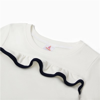 Джемпер для девочки школьный, цвет молочный, рост 122 см