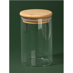 Органайзер для хранения ватных палочек «BAMBOO», с крышкой, d=6.5×10 см, прозрачный, коричневый