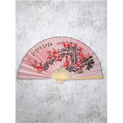 Веер 63 см бамбуковая основа Розовый с Сакурой / 622-12 /уп 75/742905