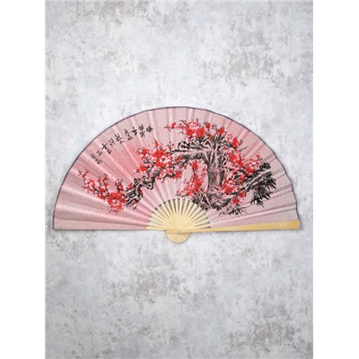 Веер 63 см бамбуковая основа Розовый с Сакурой / 622-12 /уп 75/742905