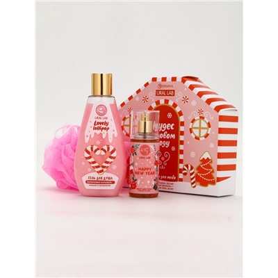 Подарочный набор новогодний «Чудес в Новом году», гель для душа, мочалка и мист, URAL LAB