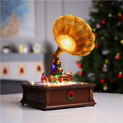 Светодиодная фигура «Рождественский граммофон» 12.5×35.5×15 см, полистоун, от батареек ААх3, USB, свечение мульти