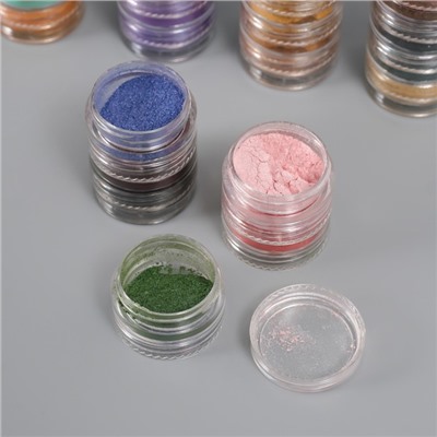 Глиттер для творчества «Пудра-втирка. Краски осени», набор 36 шт. в баночка - 1 г, 6×9×8 см