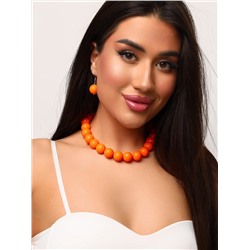 Комплект бусы и серьги "Карамель", цвет оранжевый, арт. 018.788