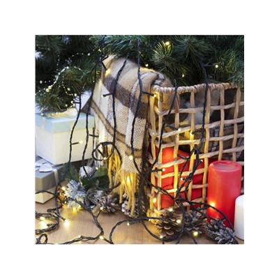 УЦЕНКА Гирлянда «Нить» 20 м, IP20, тёмная нить, 200 LED, свечение тёплое белое, 8 режимов, 220 В