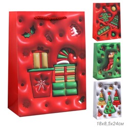 Пакет подарочный 18х24х8,5 / 10211-S /уп 12/720/ микс Новый год