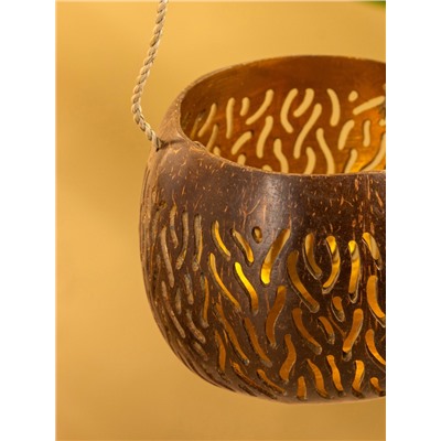 Подсвечник подвесной из кокоса, 9-12 см, коричневый