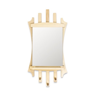 Зеркало для бани и сауны «Лесенка», 75×40 см, с полкой, 3 крючка