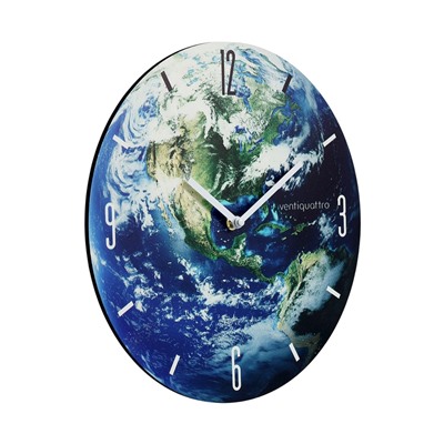 Часы настенные Terra, планета Земля, интерьерные, плавный ход, d=33.5 см