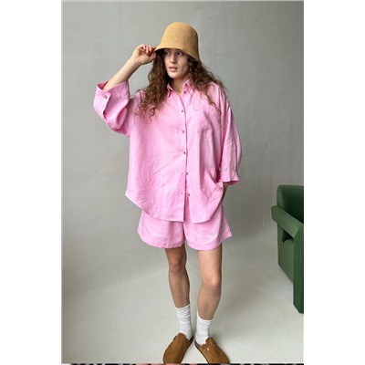 Костюм лён  SET019/27/Нежно-розовый