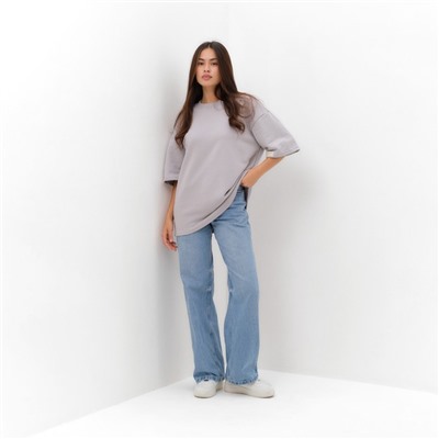 Футболка женская с нашивкой MIST Base, светло-серая, размер 42