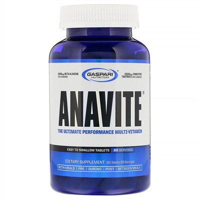 Gaspari Nutrition, ANAVITE, мультивитамины для максимальной работоспособности, 180 таблеток