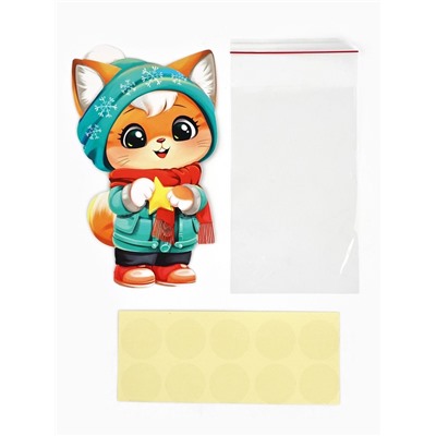 Пакетик под сладости на Новый год «Зимний котик», 6×11 см