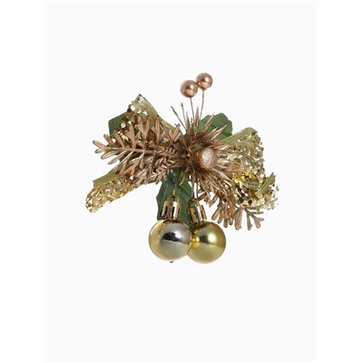 Ёлочные игрушки 2 шт. «Зимнее волшебство. Зимнее чудо» пластик, цветок шарики, 12×11 см, золото