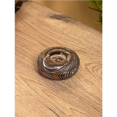 Подсвечник из дерева джати, d=3 см, 10×10×3 см, тёмно-коричневый